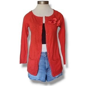 Tommy Hilfiger orange button down cardigan with 2 front pockets size Large